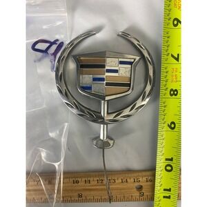 Vintage Cadillac Wreath & Crest Hood Ornament Chrome Spring Loaded OEM Emblem